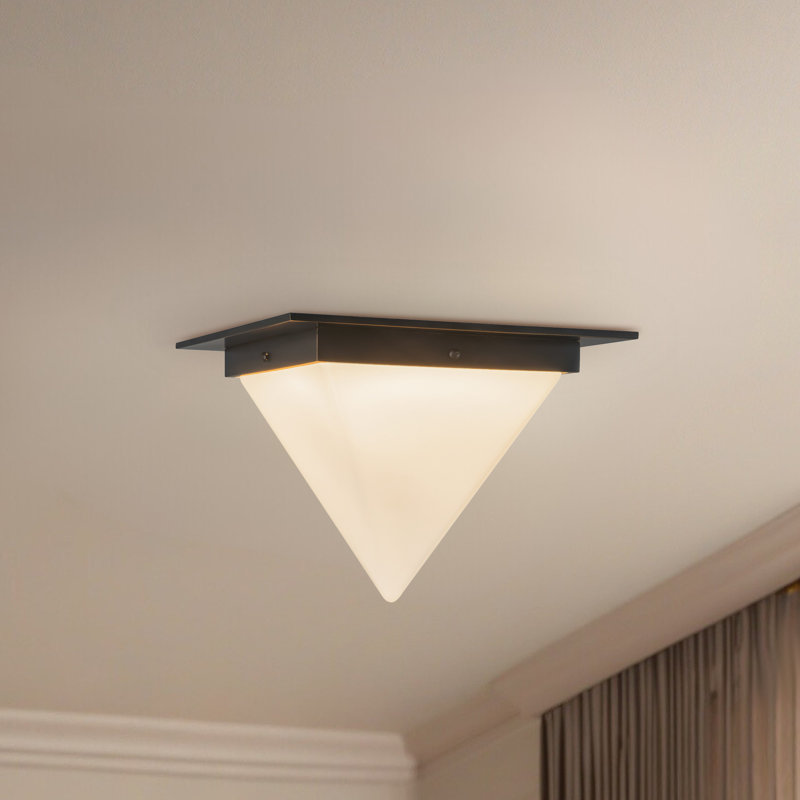 Mineral 11-in Brass Flush Mount, Oil Rubbed Bronze, Opal Glass