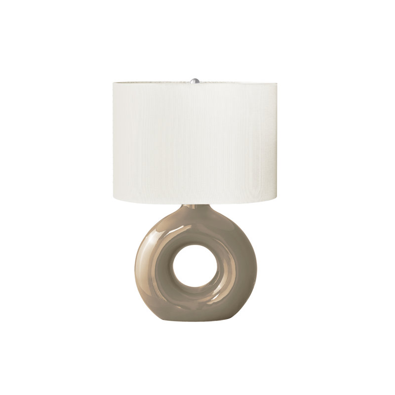 Lighting, 24 po, lampe de table, céramique, abat-jour ivoire / crème, contemporain, moderne, Brun