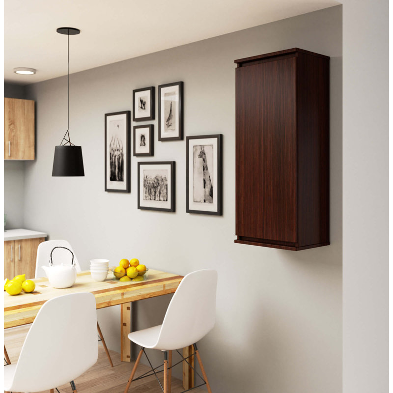 Aukai 3 Piece Floating Shelf, Dark brown wood