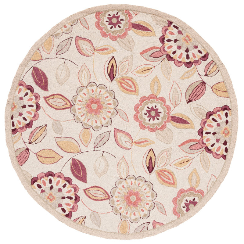 Hollander Hand-Hooked Wool Ivory/Taupe Area Rug, Round 5'6"