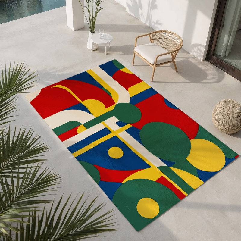 Tapis intérieur et extérieur Jovial Whirl, Rectangulaire 3 pi x 5 pi