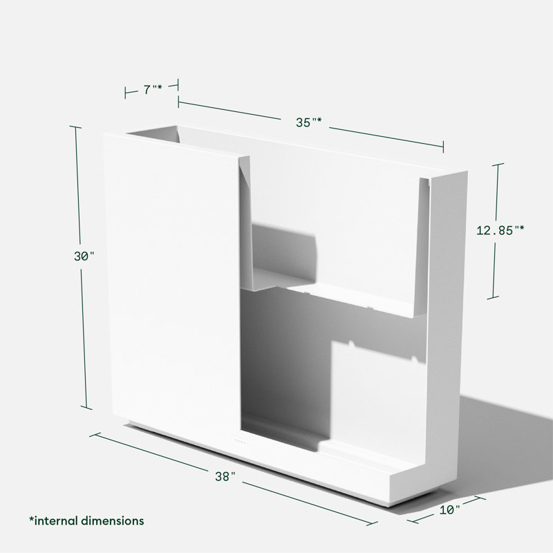Block Series Span Planter, White, 30” H x 38” W x 10” D
