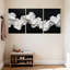 Abstract White Sculptural Waves On Black Background Set of 3 Canvas Wall Art Prints-1697302498
