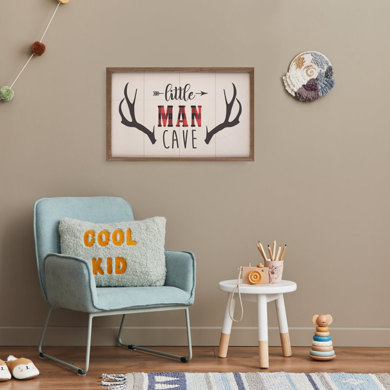 Little Man Cave Plaid Antlers Arrow, H 5 po x l 8 po