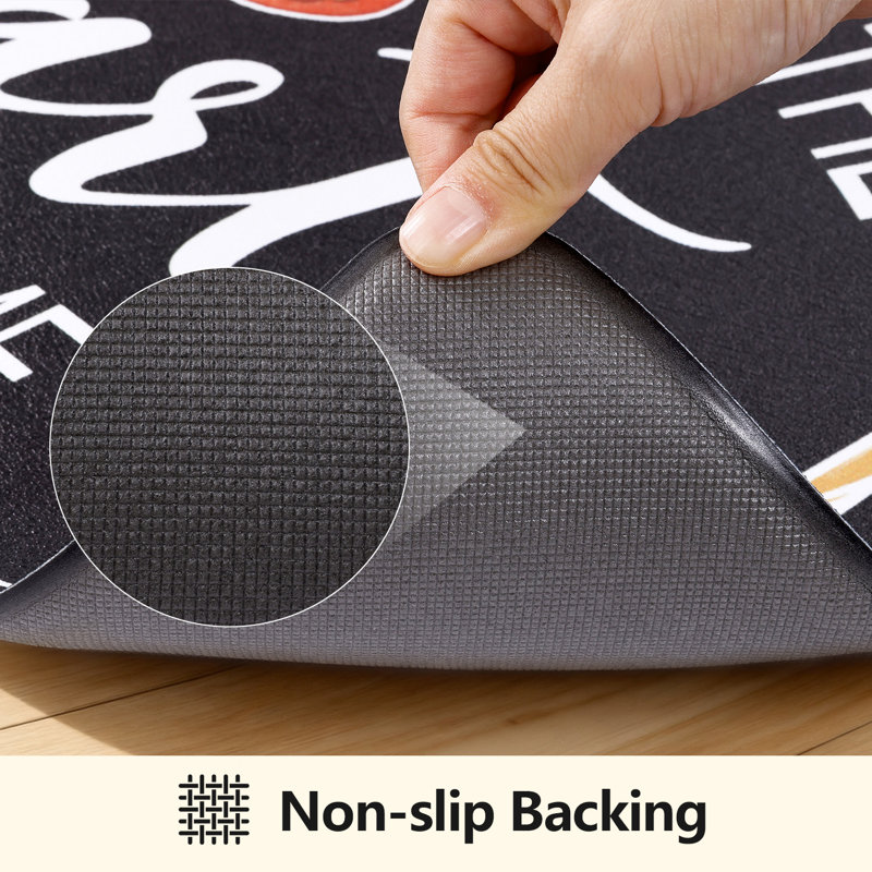 Farmhouse Anti-fatigue Kitchen Mats (Set of 3), Black