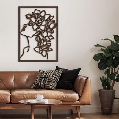 Décoration florale abstraite murale fleurs tête de femme