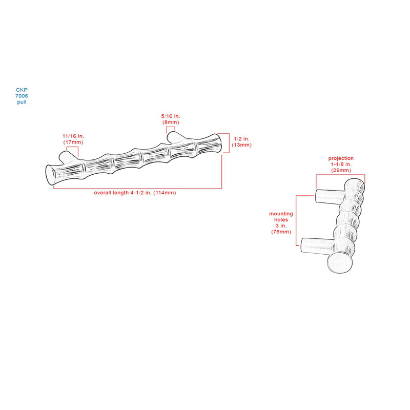 Origins Bamboo 3" Center to Center Bar Pull