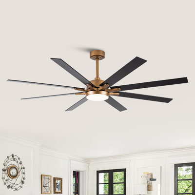 Modern 65'' Double-Sided Blade Windmill Large Ceiling Fan with Dimmable 3CCT LED Lights and Remote Control, 6-Speed Reversible DC Motor, Timer, 4"/10" Downrods, for Indoor/Covered Outdoor