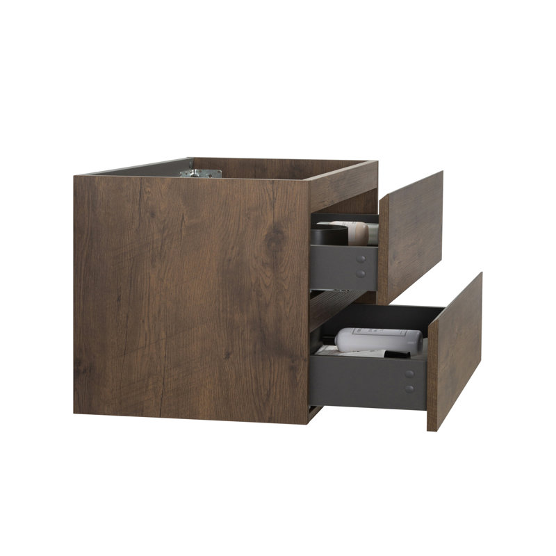 Armoire de meuble-lavabo moderne en noyer, finition en mélamine avec tiroirs