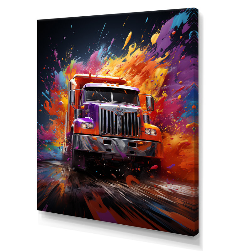 «Expressionist Monster Truck Fury» sur toile, H 32 po x l 24 po x P 1 po, Toile tendue