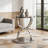 19.69" Modern 2-Tier Round Glass Side Table, Ring Frame, Chrome, Silver-1189543020-1189543019-1189543021