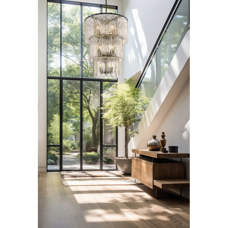 Timeothy 12 Light Chandelier, Matte Black