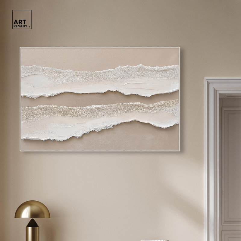Toile texturée «Sea III» par Art Remedy, H 17 po x l 25 po, Cadre flottant, Argent argent