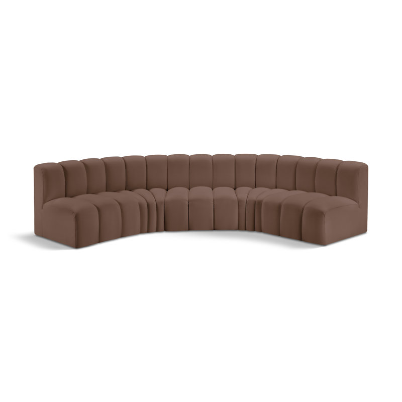 Hriti Upholstered 133'' Sofa, Brown Vegan Leather