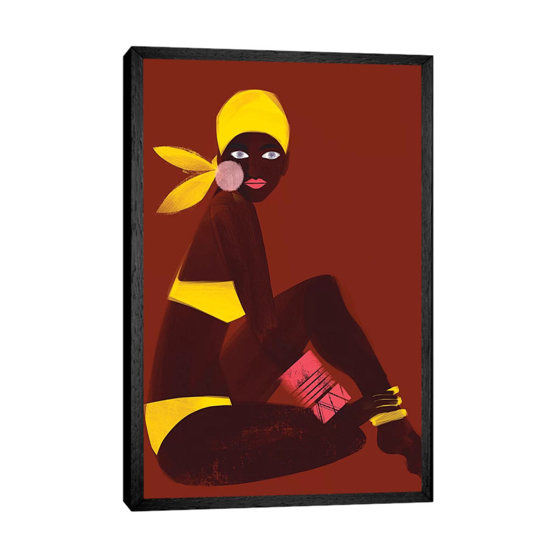 Amber Sun 1 Piece Painting on Canvas, 66.04cm H x 45.72cm W x 3.81cm D, Black Framed