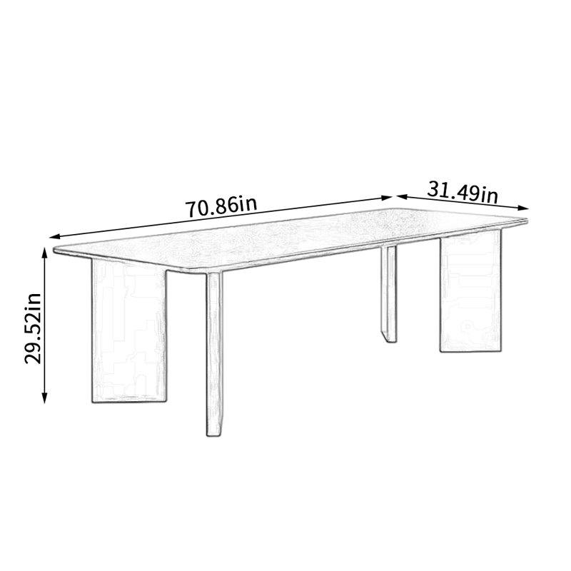 Ash Solid Wood Dining Table, 31.49" W x 70.86" L