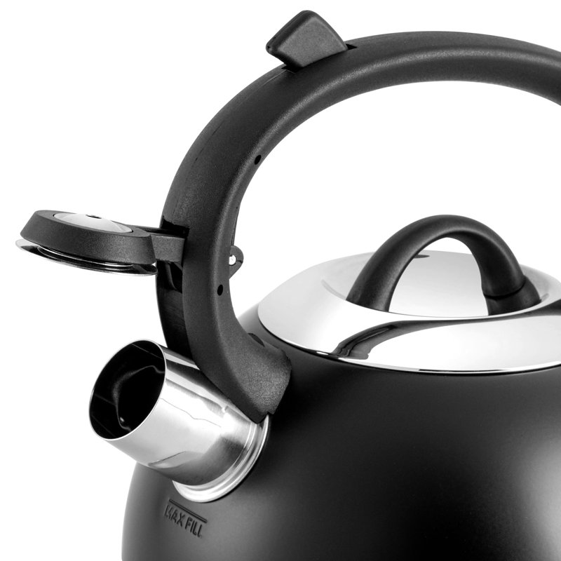 Flintshire 1.75 Quart Matte Black Stainless Steel Whistling Tea Kettle
