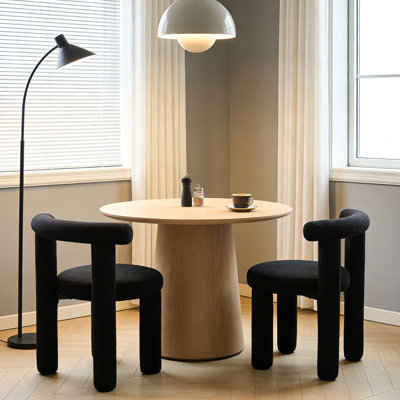 Modern Sherpa Dining Chairs With Curved Back, Armless Accent Side Chair For Dining Room/Living Room