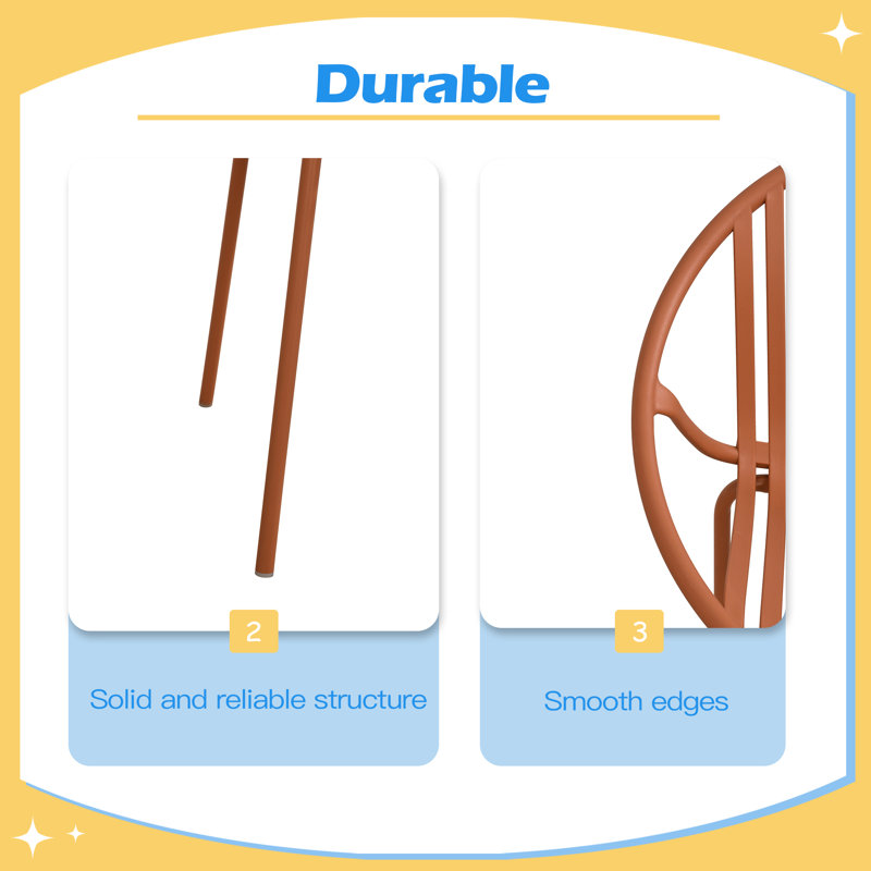 Chaises de patio minimalistes / pratiques Chaises empilables avec design respirant, style moderne et simple (ensemble de 2), pieds en métal + dossier en plastique