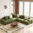 108" Chenille Frameless Boneless L-Shaped 3-Piece Cloudy Upholstered Corner Sectional with 6 Throw Pillows,No Assembly Required-180946723