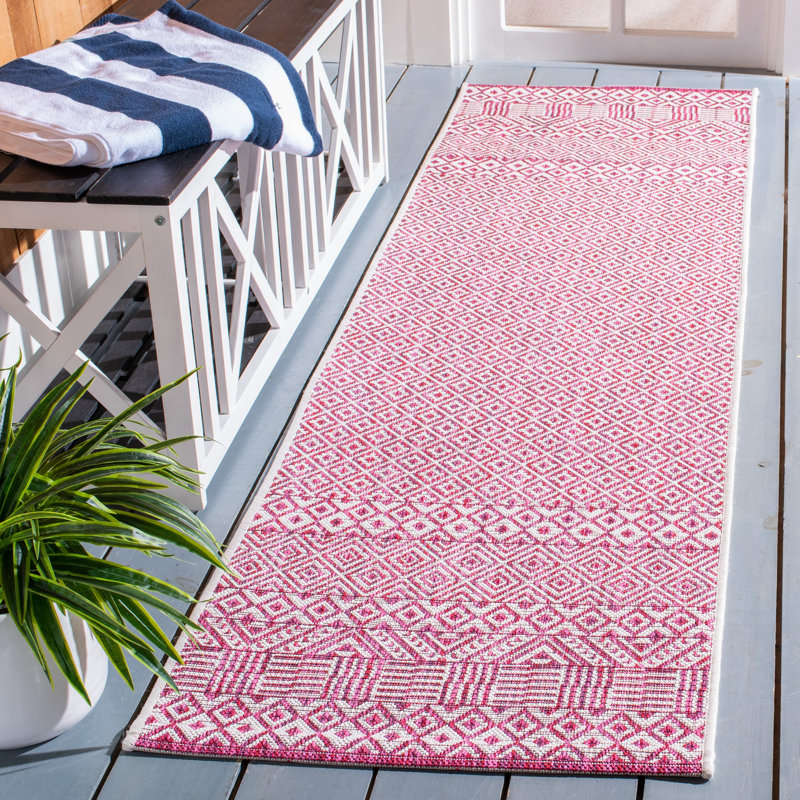 Tapis intérieur / extérieur rouge Messick, Tapis de couloir 2 pi 3 po x 8 pi