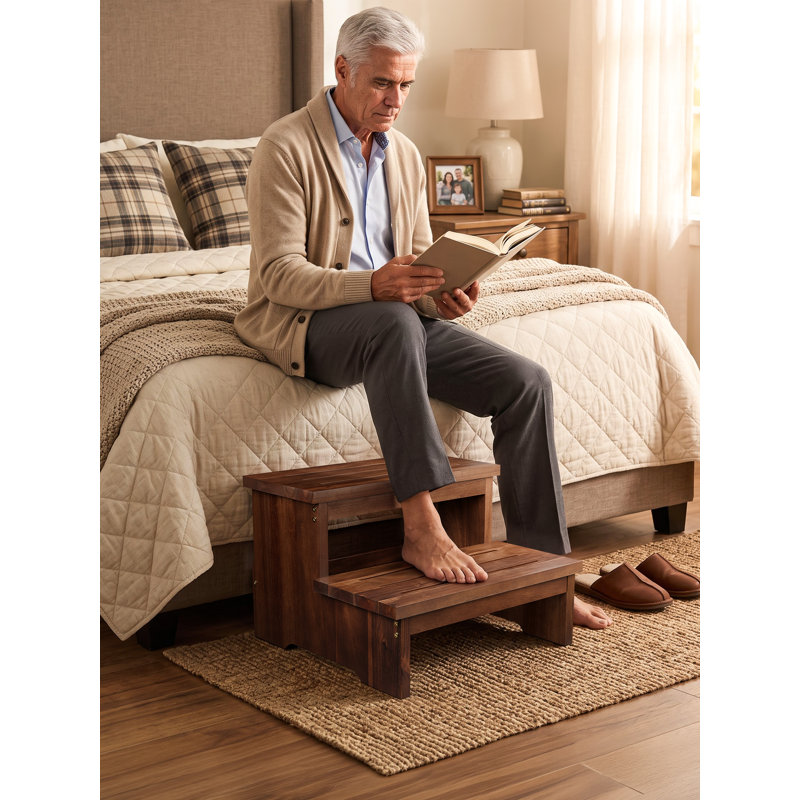 Tabouret à 2 marches 16,5 po pour adulte, Noyer, 16.5