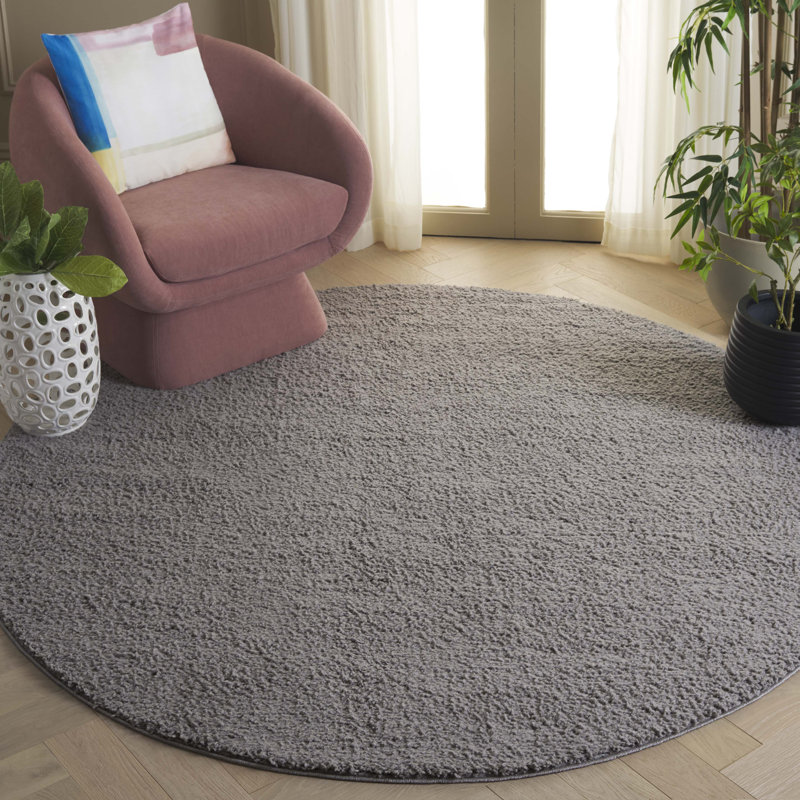 Jemery Performance Solid Color Rug, Round 6'7"