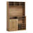 72"Tall Bar Cabinet w/Wine Rack & Stemware Glass Holders, Camel