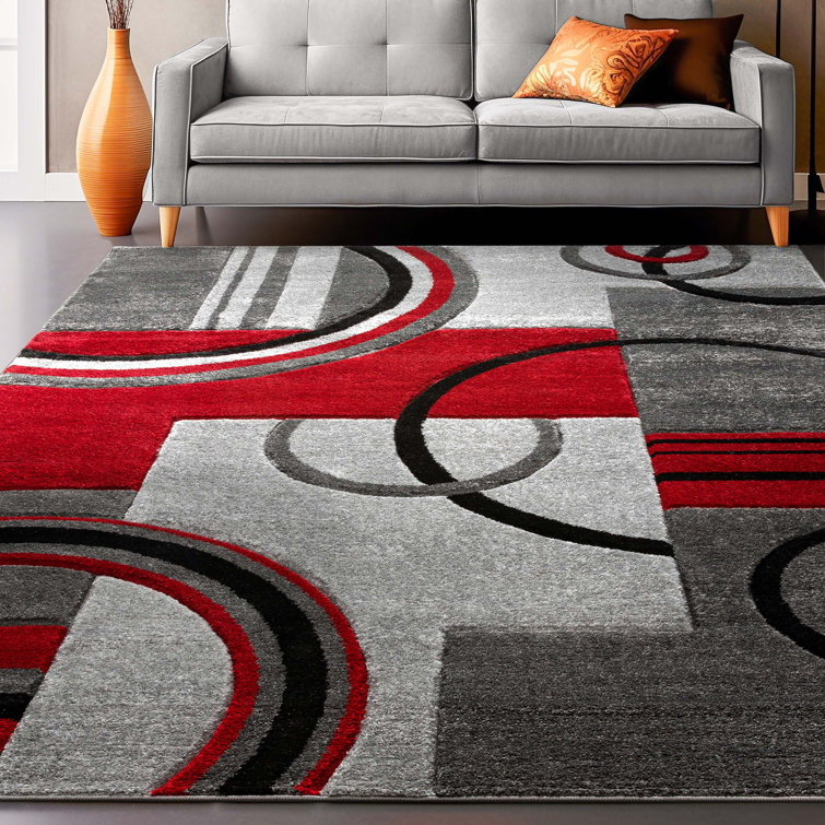 Ruby Geometric Synthetic Area Rug