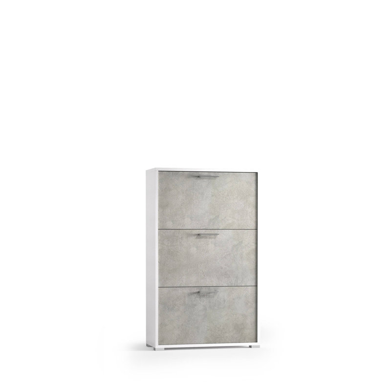 Flip Down Shoe Storage, White/Cement