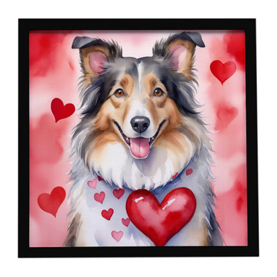 Collie My Valentine Framed Metal Print