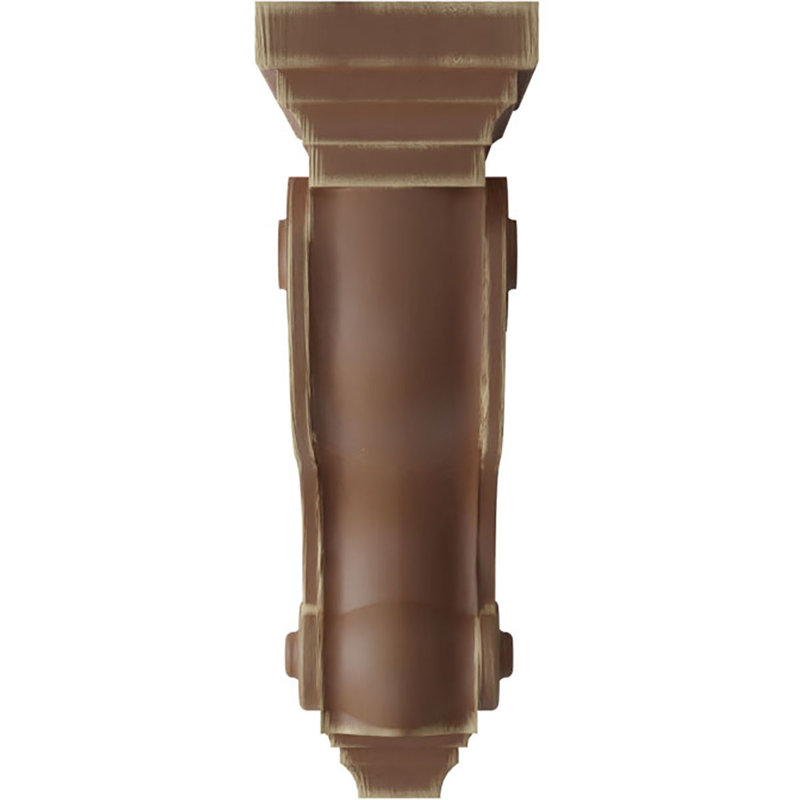 Weathered Brown Vintage Scroll Rubberwood Corbel, 10.5" Height