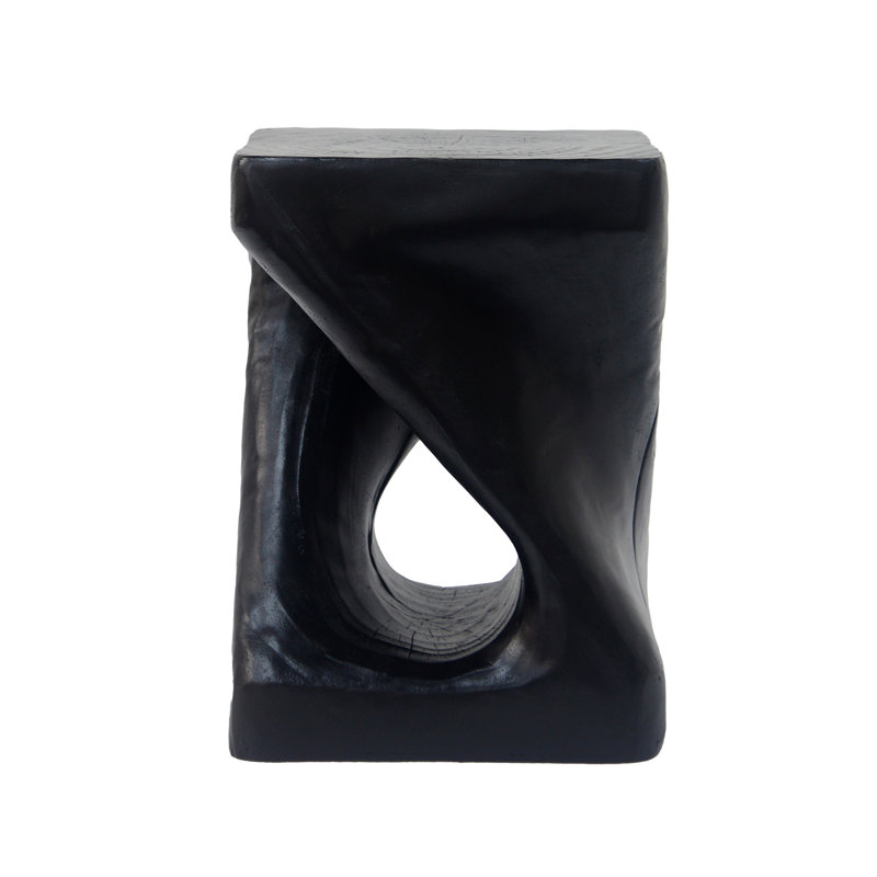 MGO Twist Shape Side Table, Wood-Like Texture, Black Color