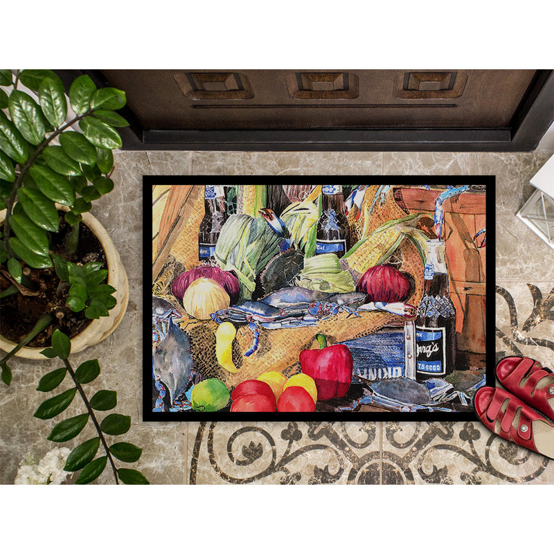 Tapis de porte intérieur anti-dérapant barq et crabes, Rectangle 1 pi 6 po x 2 pi 3 po