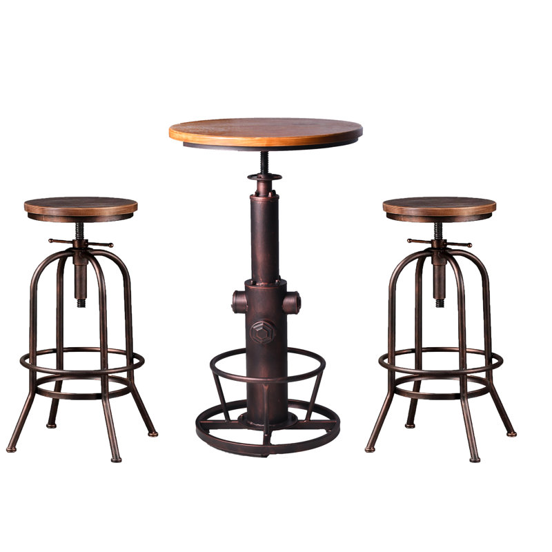 Ensembles de table et de tabourets à hauteur de bar 3 pièces pour cocktail bistro à domicile, (1 table de 38,6 po à 48,4 po, tabouret de 2 po de 26 po à 32 po) 4BD7F2EEDD6B4F08A8366F720E0F181E