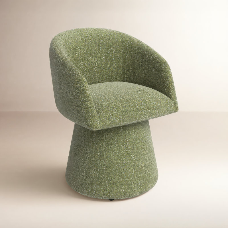 Kyo 24.4" W Chenille Swivel Barrel Chair, Mellow Forest Chenille