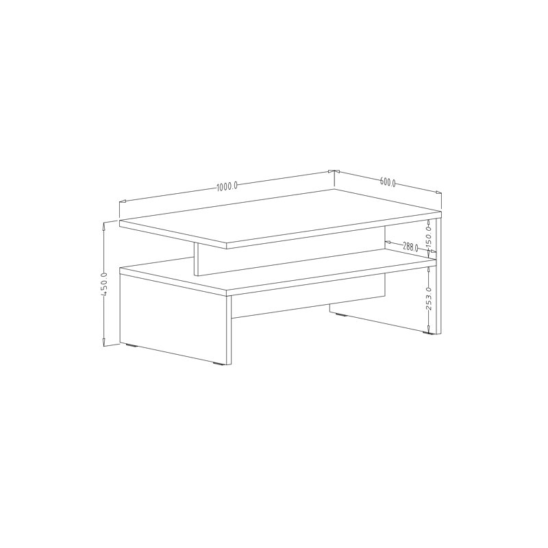 Carlotta Solid Coffee Table with Storage, Dark Grey Marble