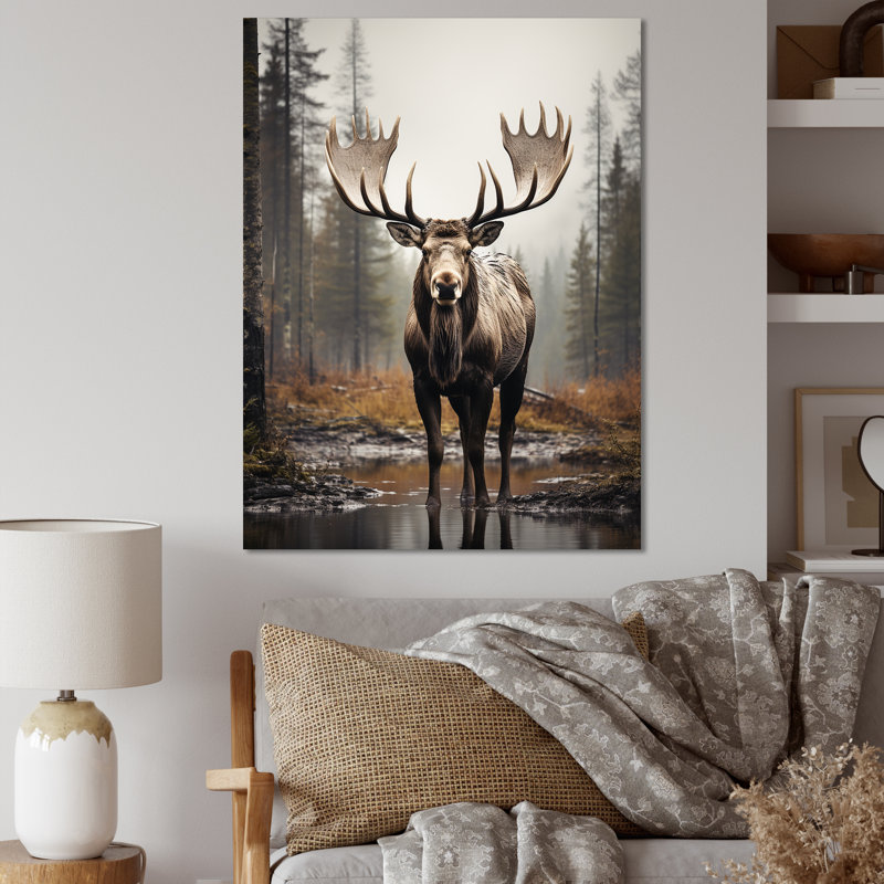 «Aydrianna Brown Moose», impression monochrome sur toile, H 32 po x l 24 po x P 1 po, Toile tendue