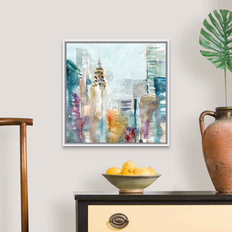 Spectrum NYC - Peinture sur toile, H 21,7 po x l 21,7 po x P 1,75 po, Cadre flottant blanc