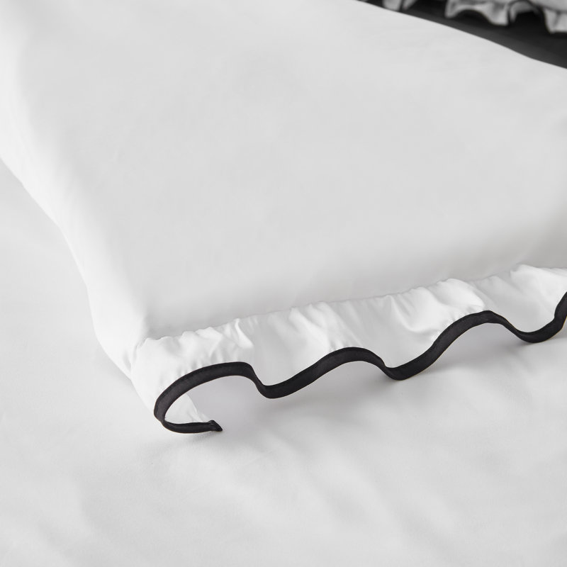 So Soft Mono Frill Duvet Cover Set, Double, White / Black