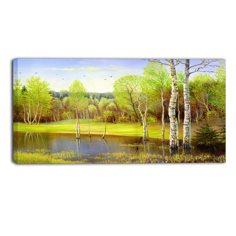 Light Green Autumn Landscape Canvas Art Print
