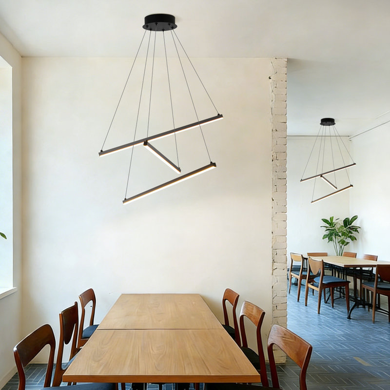 Lustre linéaire moderne à 3 lumières DEL avec cordon de suspension réglable pour îlot de cuisine