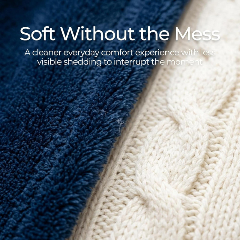 Machine Tufted Heated Blanket, 150cm x 120cm, Navy