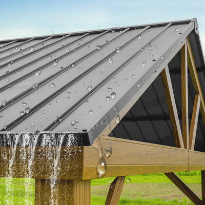12'x14' Gazebo For Decks. Metal With Yellow Color. - Roof, Strong Construction Backyard Patio Use. Roof. , -, Rainproof Design