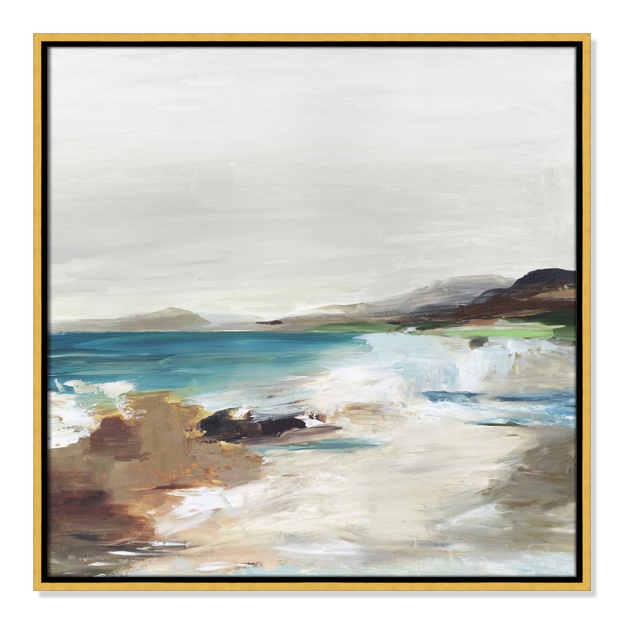 Calm Lake II by Allison Pearce - Floater Frame Print on Canvas, 25.5" H x 25.5" W, Gold Framed