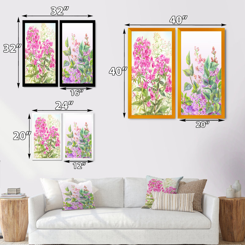 Fleurs de lilas mauves - ensemble de 2 peintures sur toile, H 20 po x l 24 po x P 1 po, Cadre photo noir