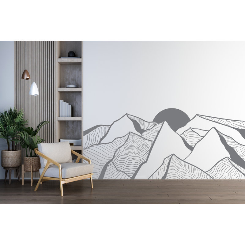 Décalcomanie murale ligne minimaliste montagne - Boho coloré, décoration naturelle - décor moderne pour la maison - chambre d'enfant, chambre d'enfant 628DLU