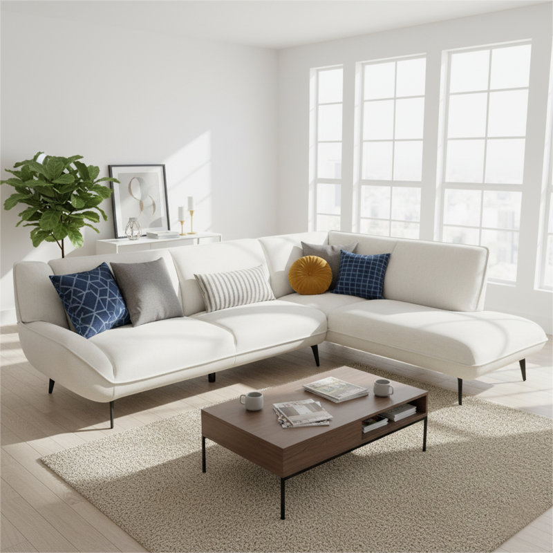 Abel 106" Oversized Family Sectional Sofa, Beige Linen