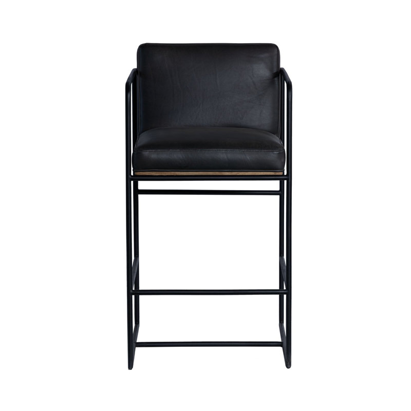 Sidney Genuine Leather Bar & Counter Stool, Black