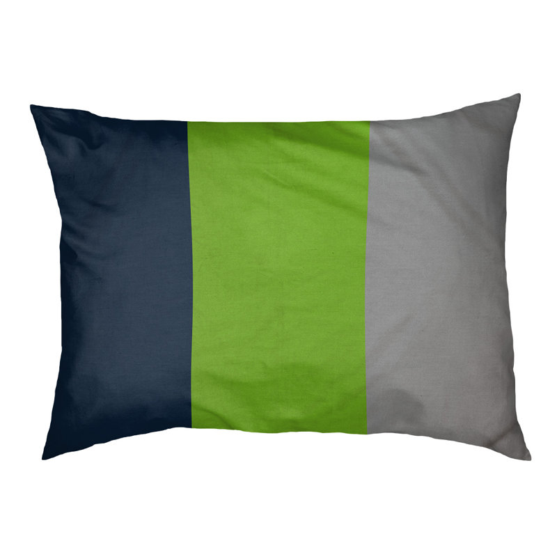 Oreiller rectangulaire designer, Moyen (L 30 po x l 40 po), Bleu nuit / vert aurore / gris clair de lune